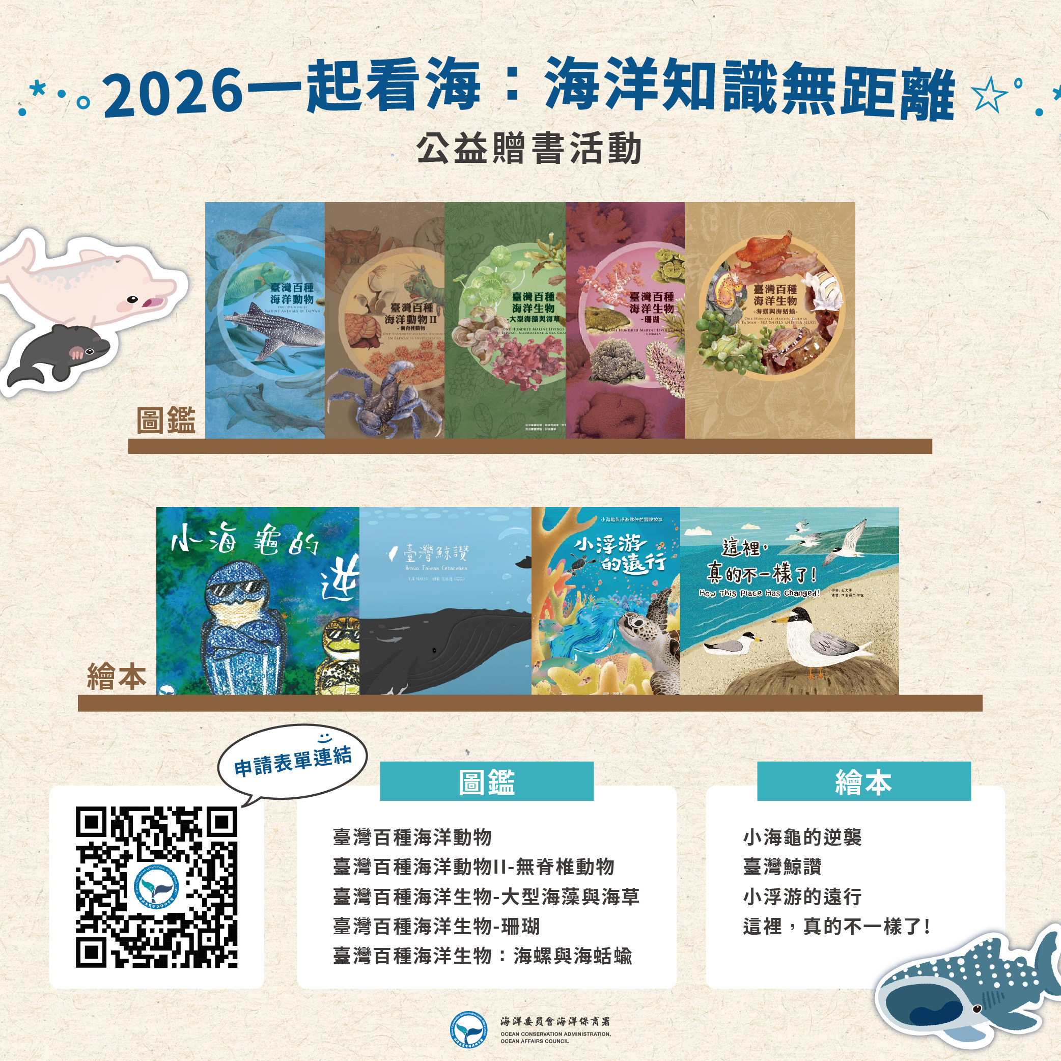 海保署公益贈書活動申請開跑 將贈送2000本海洋生物圖鑑與兒童繪本