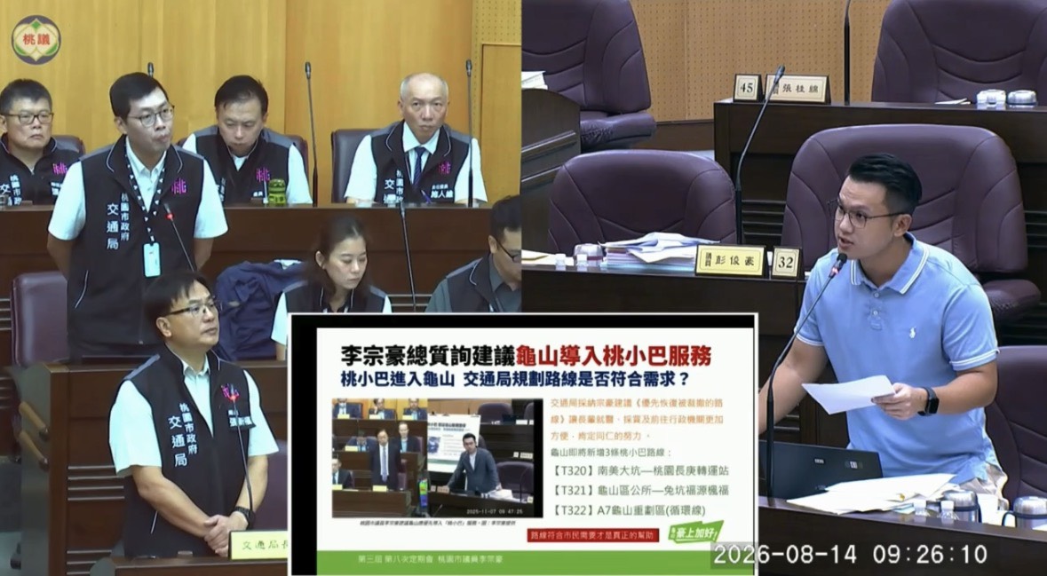 龜山將增3條桃小巴路線 李宗豪:尖峰時段班距與運能仍有檢討空間 龜山將增3條桃小巴路線 李宗豪:尖峰時段班距與運能仍有檢討空間